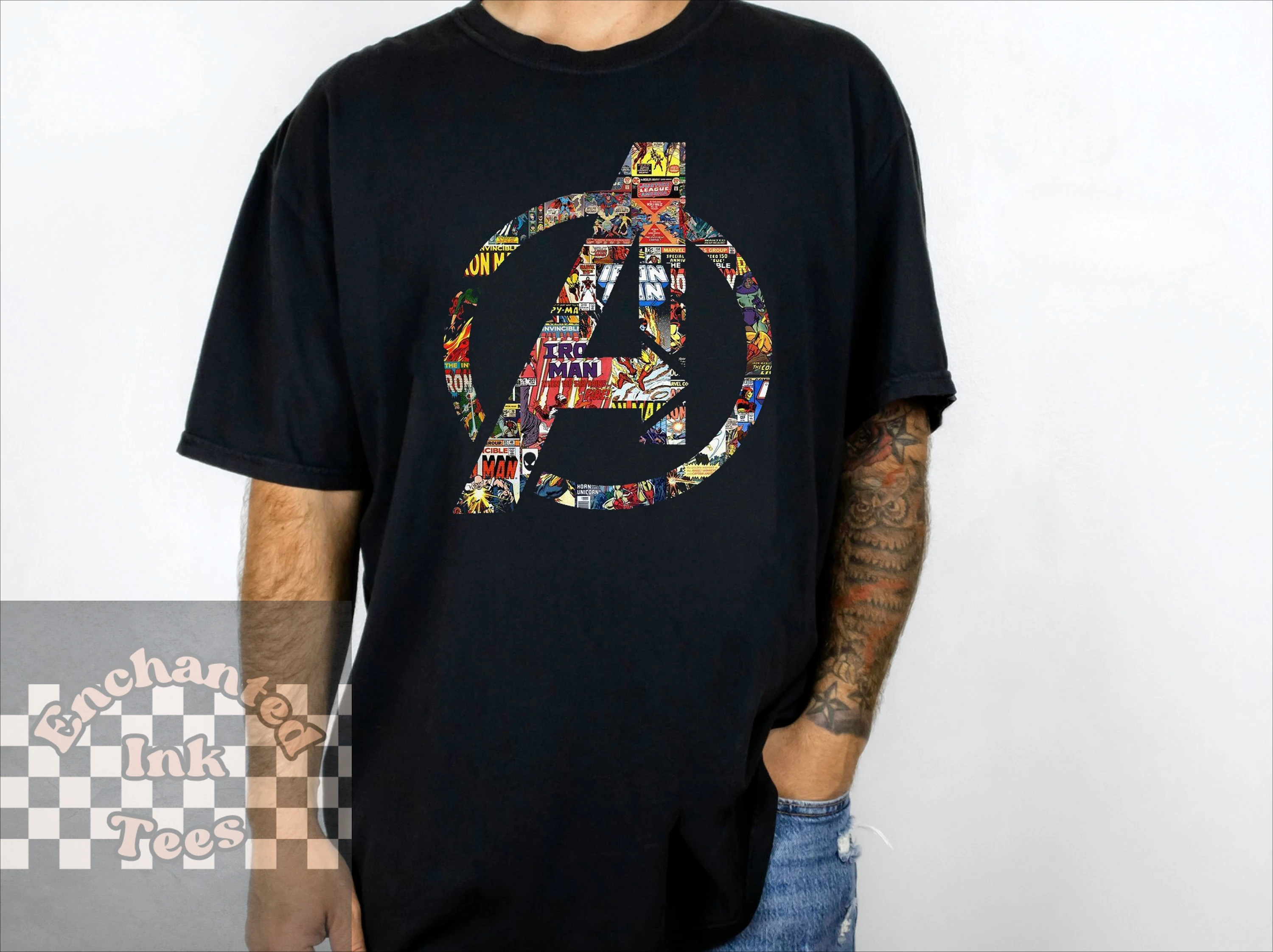 Avengers All‑Team Comic Logo Graphic T‑Shirt Unisex Loose Casual Summer Short Sleeve Endgame Fan Gift Streetwear Daily Top