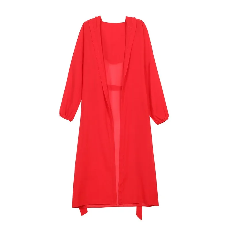 Lusumily Vintage Kimono Long Cardigan Women Fashion Summer Red Beachwear Hoodie Plus Size Chiffon Loose Blouse Shirt Female Tops