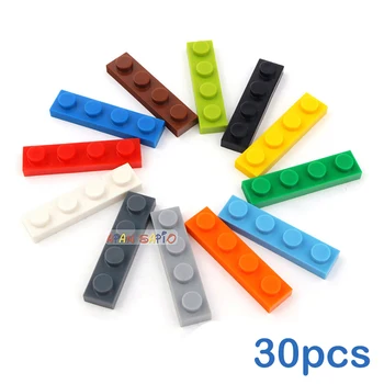 30 stks/partij DIY Blokken Bouwstenen Dunne 1X4 Educatief Assemblage Constructie Speelgoed voor Kinderen Maat Compatibel met 3710