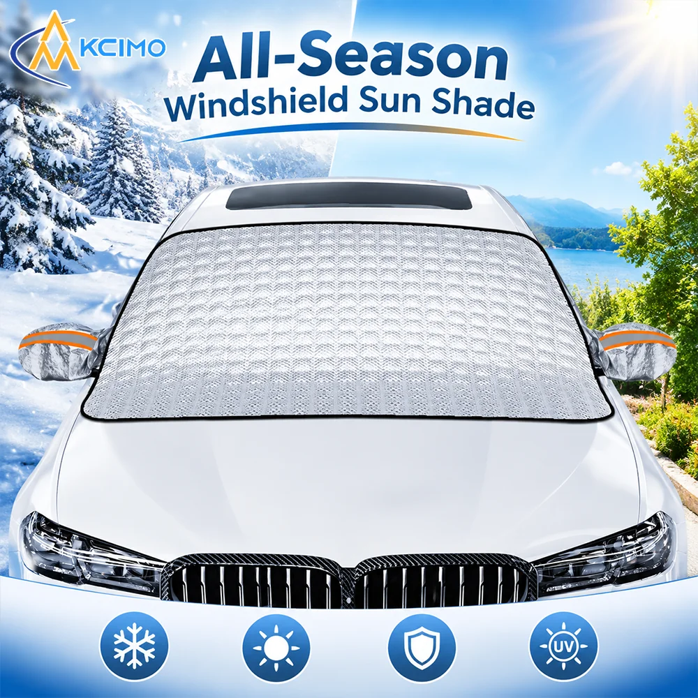Magnetic Attached Auto Front Windshield Sun Shield, All Season Anti-Snow Frost UV Protection Cover for Sedan & SUV