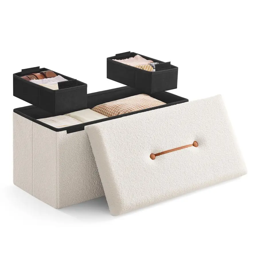 

Storage Ottoman Bench, Storage Chest, 15 x 30 x 15 Inches, Foot Rest Stool, End of Bed Bench, Load up to 660 lb, for Living Room