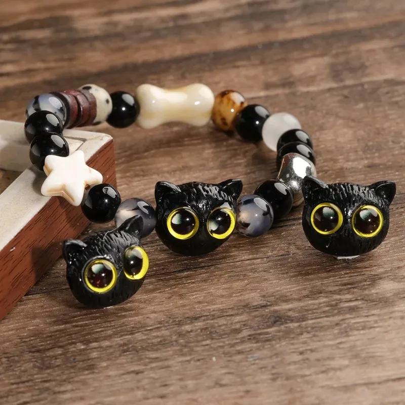 Cute Cat DIY Handmade Bead Cartoon Fashion Resin Big Eye DIY Beads for Bracelet Necklace Charm Couple Best Friends DIY Jewelry