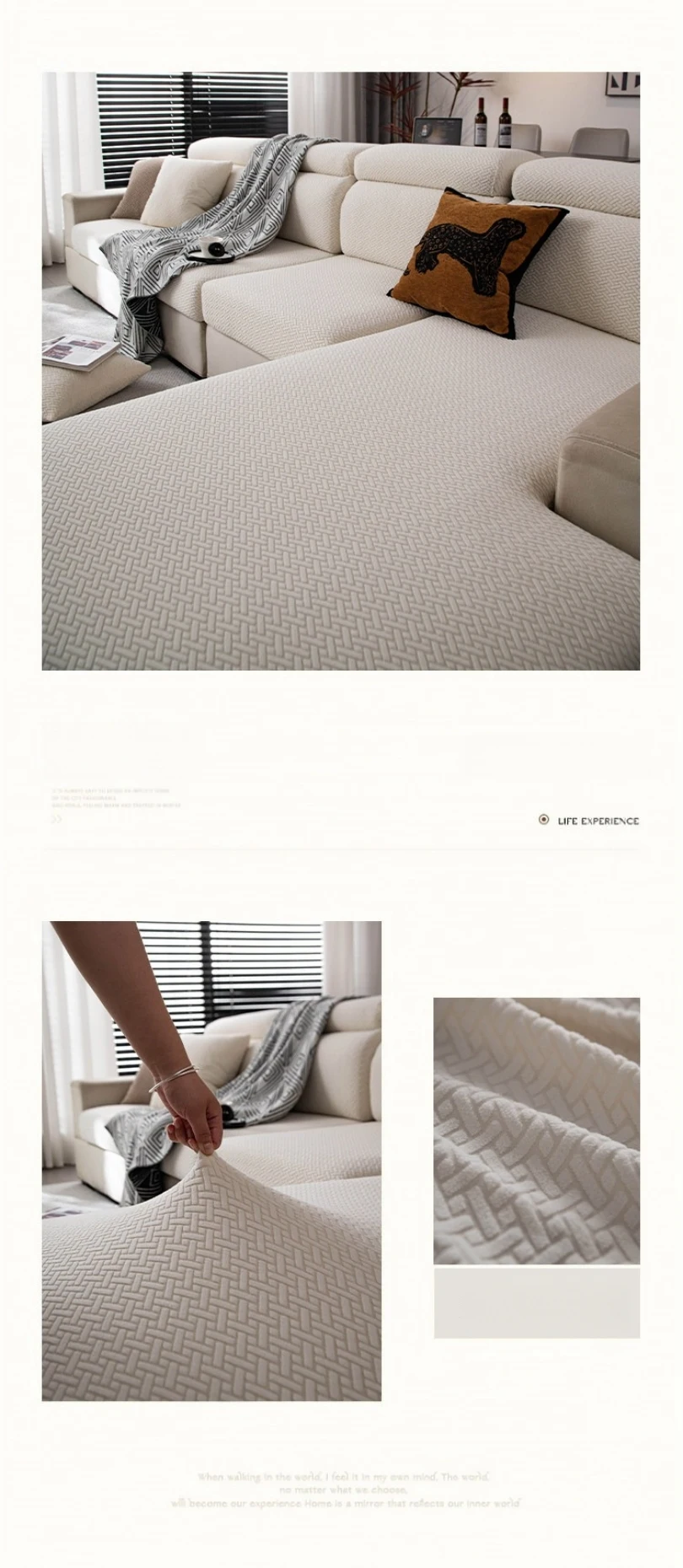 Dehnbarer Polar-Fleece Weicher Sofabezug Elastischer Universeller Sitzbezug für Wohnzimmer 1/2/3/4-Sitzer Möbelschutz – Detail 10