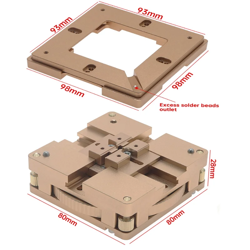 

90 х 90 мм BGA Reballing Station, набор из алюминиевого сплава, включая 10 шт., универсальные шарики для припоя трафарета