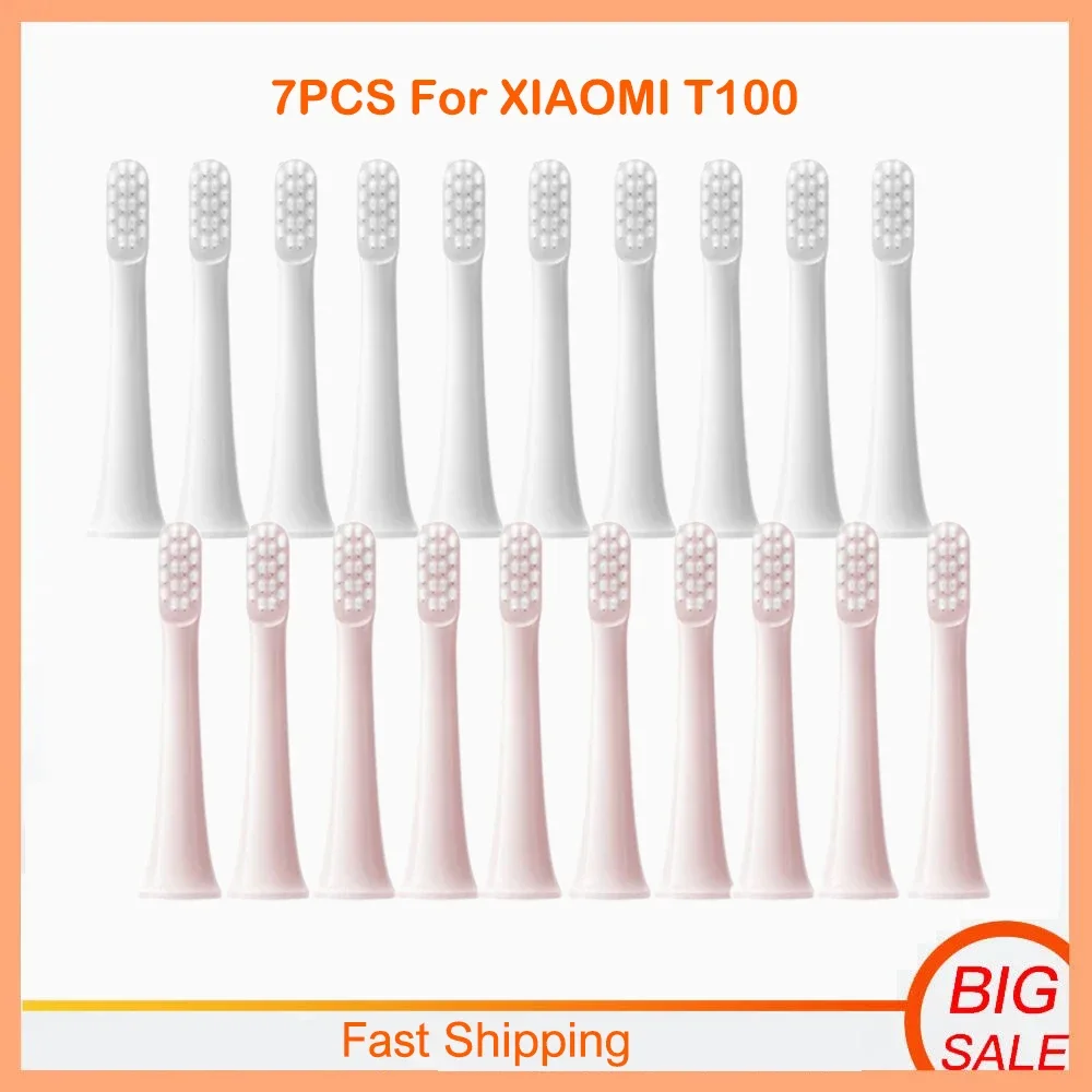 7 PCS Cabeças de escova de substituição de escova de dentes elétrica sônica de cerdas macias compatíveis com bicos XiaoMi Mijia T100 DuPont