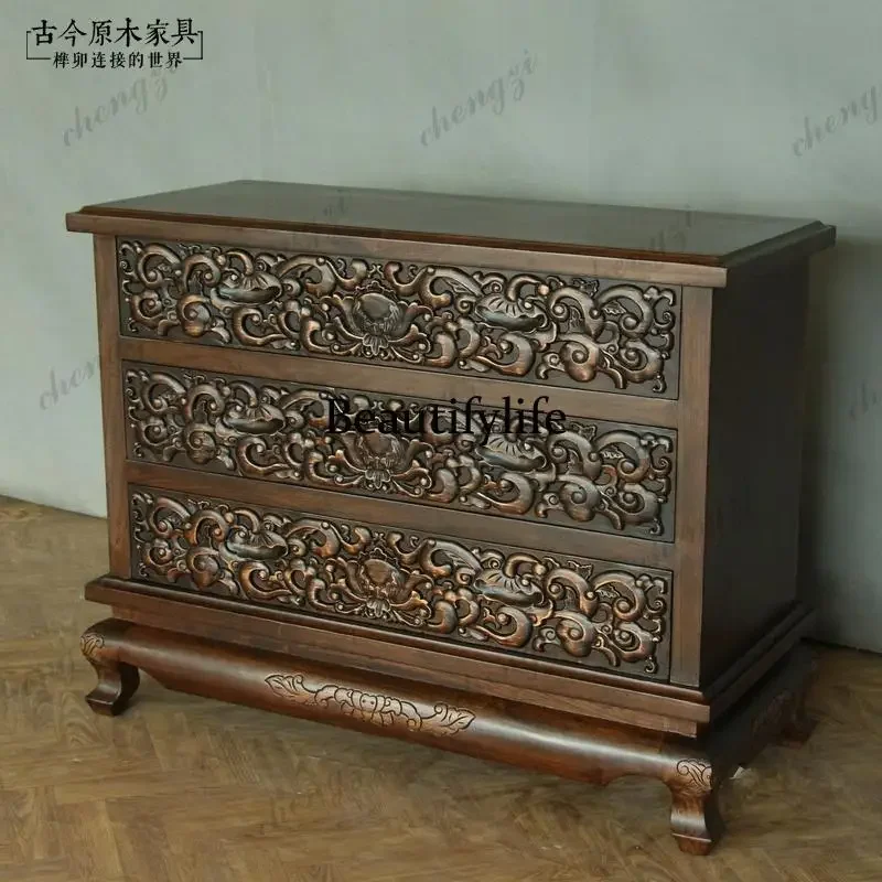 C178 Mueble auxiliar de madera maciza de palisandro tailandés del sudeste asiático, gabinete de madera maciza de sándalo rojo tipo erizo, hecho a medida