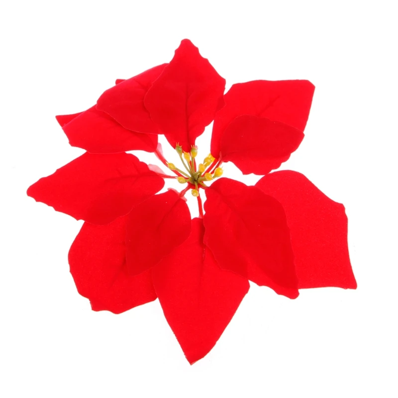 ประดิษฐ์ผ้าไหม Poinsettias ดอกไม้กลางช่อดอกไม้ตกแต่งบ้านคริสต์มาส DropShipping