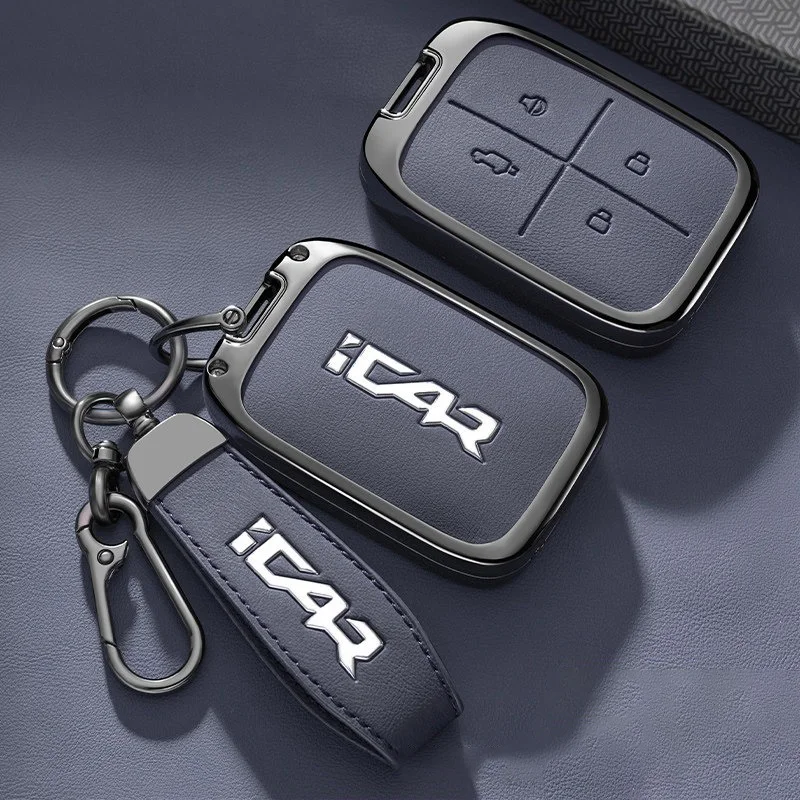 

Car Key Case for Chery Icar V23 2025 2026 Car-Styling Keychain Remote Cover Shell Housing Ring Holder Fob Accessories