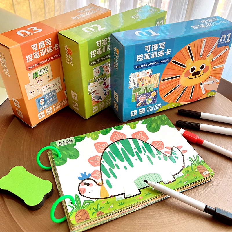 Children Drawing Toy Pen Control Training Color Shape Math Match Game Set Toddler Learning Activities Montessori Educational Toy