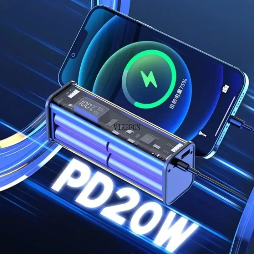 22.5W DIY Battery Charger Case Transparent PD Power Bank Storage Box For 8PCS 18650 Polymer 20000mAh Battery Fast Charging Box