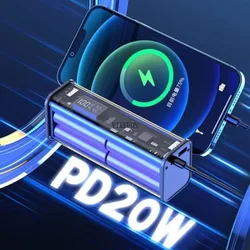 22.5W DIY Battery Charger Case Transparent PD Power Bank Storage Box For 8PCS 18650 Polymer 20000mAh Battery Fast Charging Box
