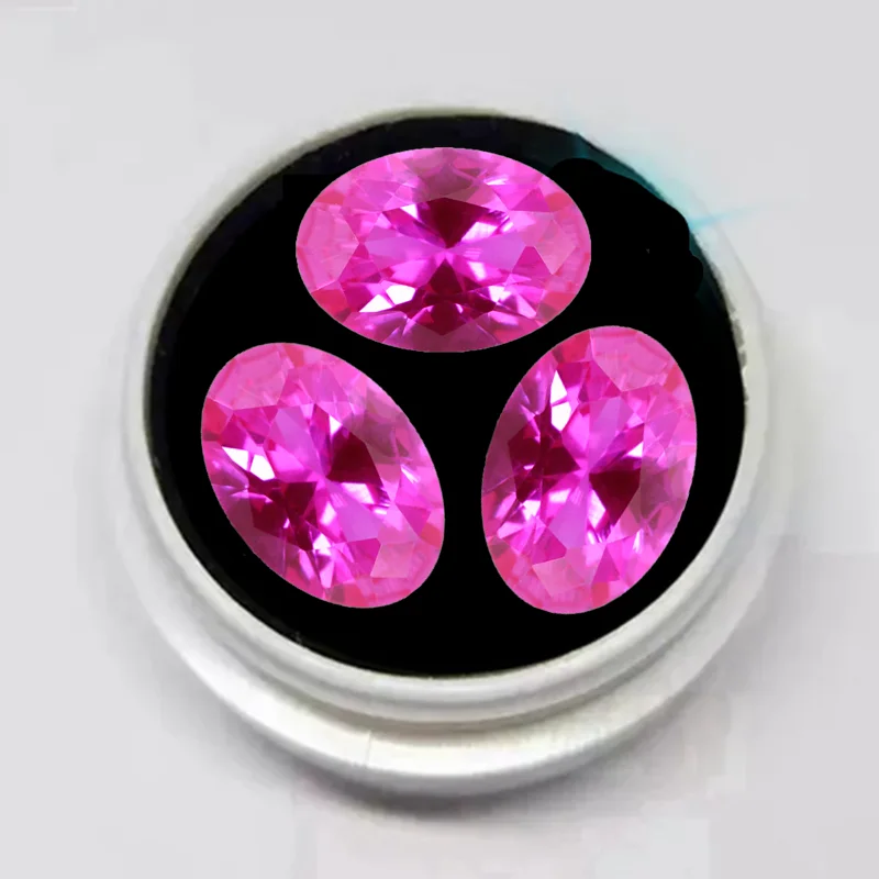 

Professional Pink Ruby Oval Faceted Cut Premium VVS Loose Gemstone Passed UV Test Ruby for Collections and Jewelry Making