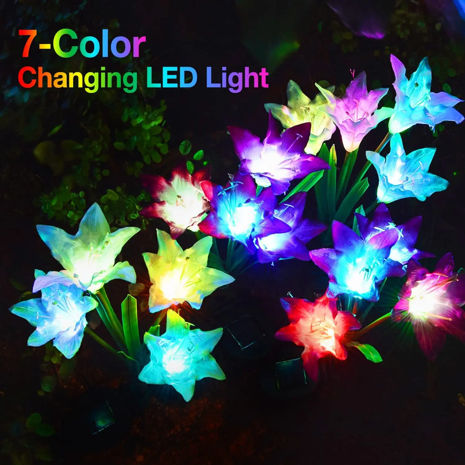 Solar Garden Lights Led Light Outdoor Multi-Color Changing Lily Solar Flower Lights for Patio Yard Garden Christmas Decoration