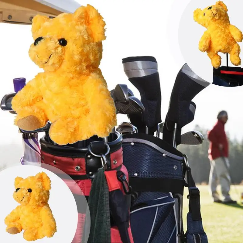 Animal Golf Head Cover Yellow Bear Fun Golf Head Covers Cartoon Golf Rod Top Protector For Preventing Scratches Dents