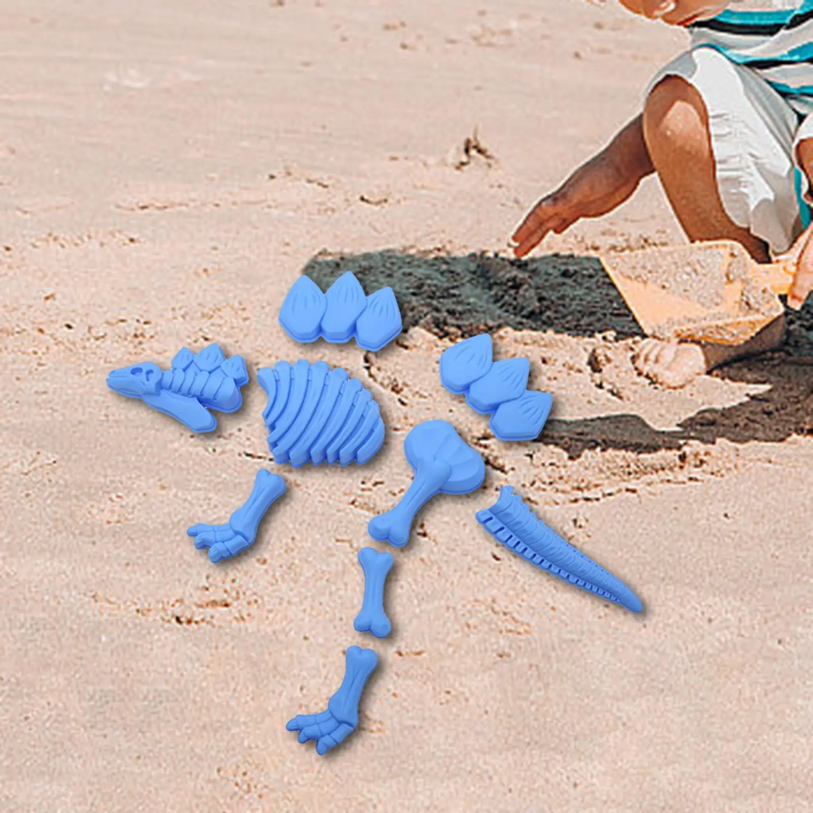 9x Play Sand Skeleton Dinosaur Toys Beach Accessories Sandbox Travel Toys Fossil Beach Toy Model Set for Boys Girls Kids