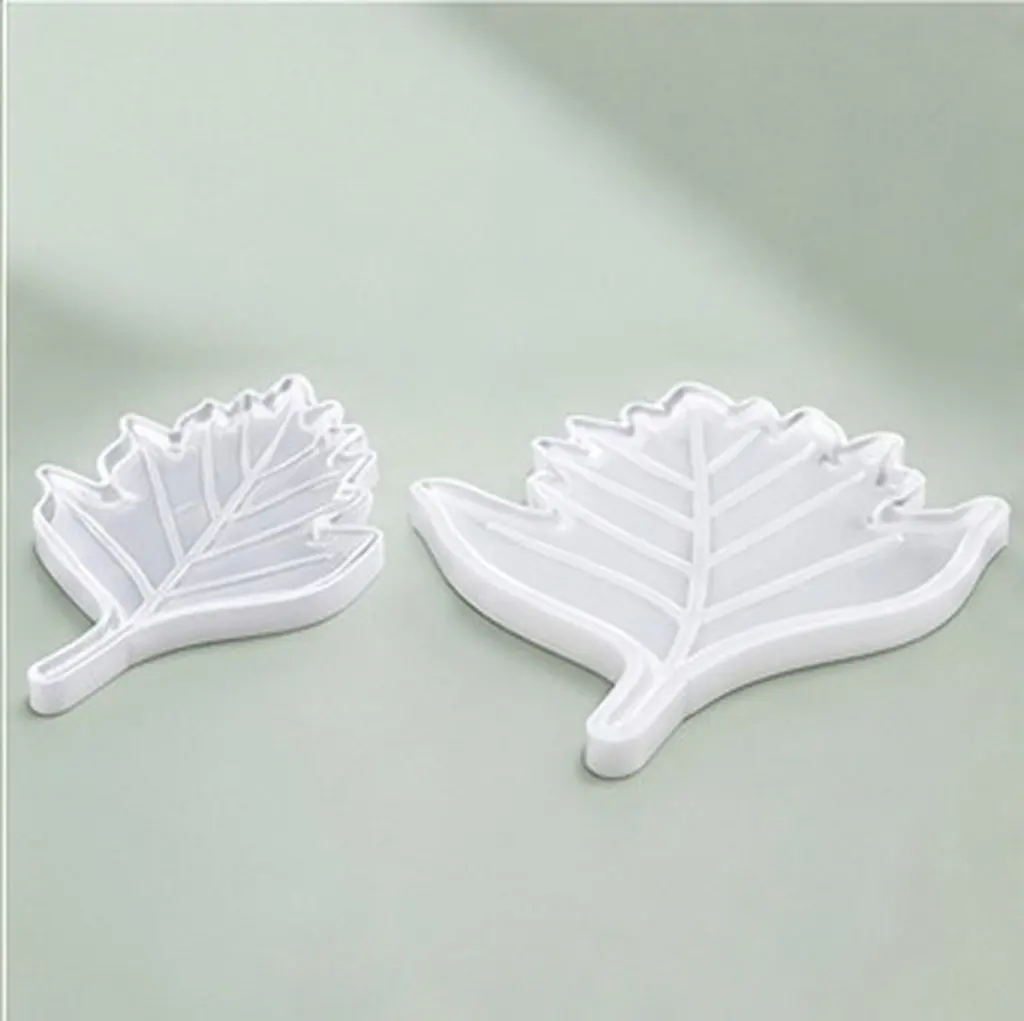 Leaf Design Silicone Resin Mold Set – 2pcs Non-Stick Craft Mold for Coasters, Home Decor & DIY Handmade Projects