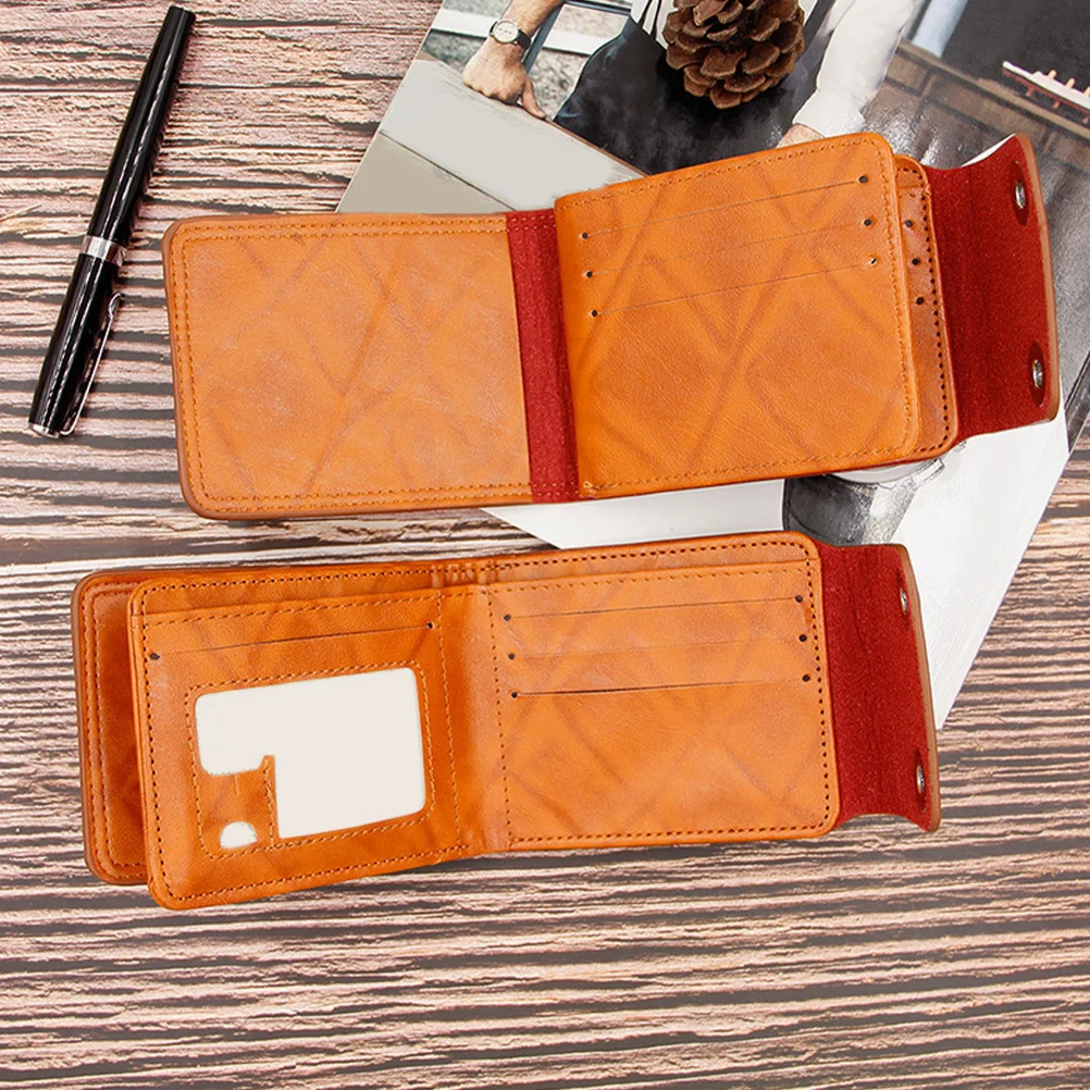 

Multifunctional Wallet For Men Bifold Small Vintage Purse Dual Button Closure Cash Coin Organizer Portable Wallet