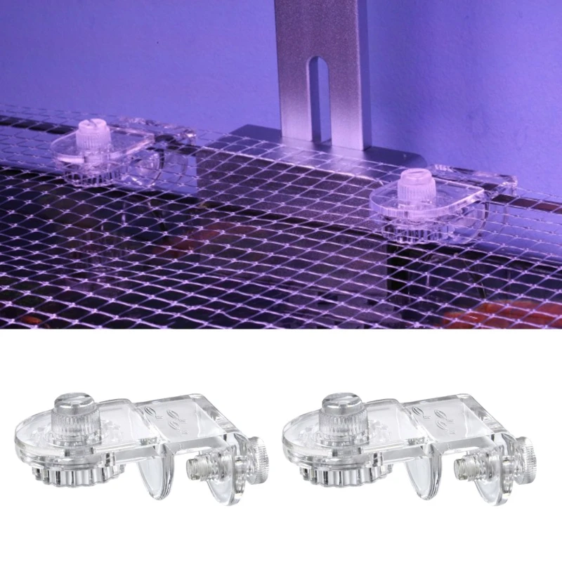 Aquarium Accessories Fish Tank Net Holder Acrylic Transparent PP Anti-Jump Net Clamp Fixed Clip Aquarium Cover Holder Clips