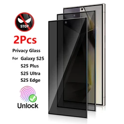 2Pcs Anti Spy Privacy Tempered Glass for Samsung Galaxy S25 Edge Ultra S25+ Plus Screen Protector Full Cover Protective Glass 9H