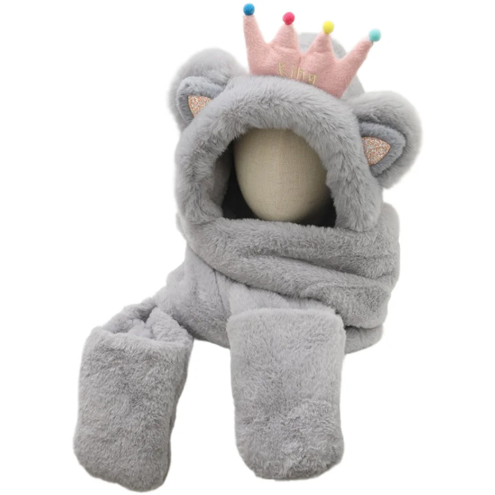 Winter Set for Women Plush Hat Scarf Gloves Soft Fleece Windproof Thermal 3 Piece Ensemble for Outdoor Walking and Travel