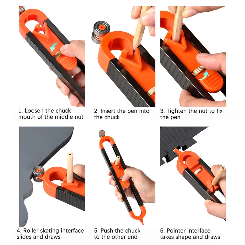 Imagem -04 - Perfil Scribing Régua com Lock Contour Gauge Tool Precise Scribe Tool Carpintaria Edge Corner Measuring Profile Duplicator