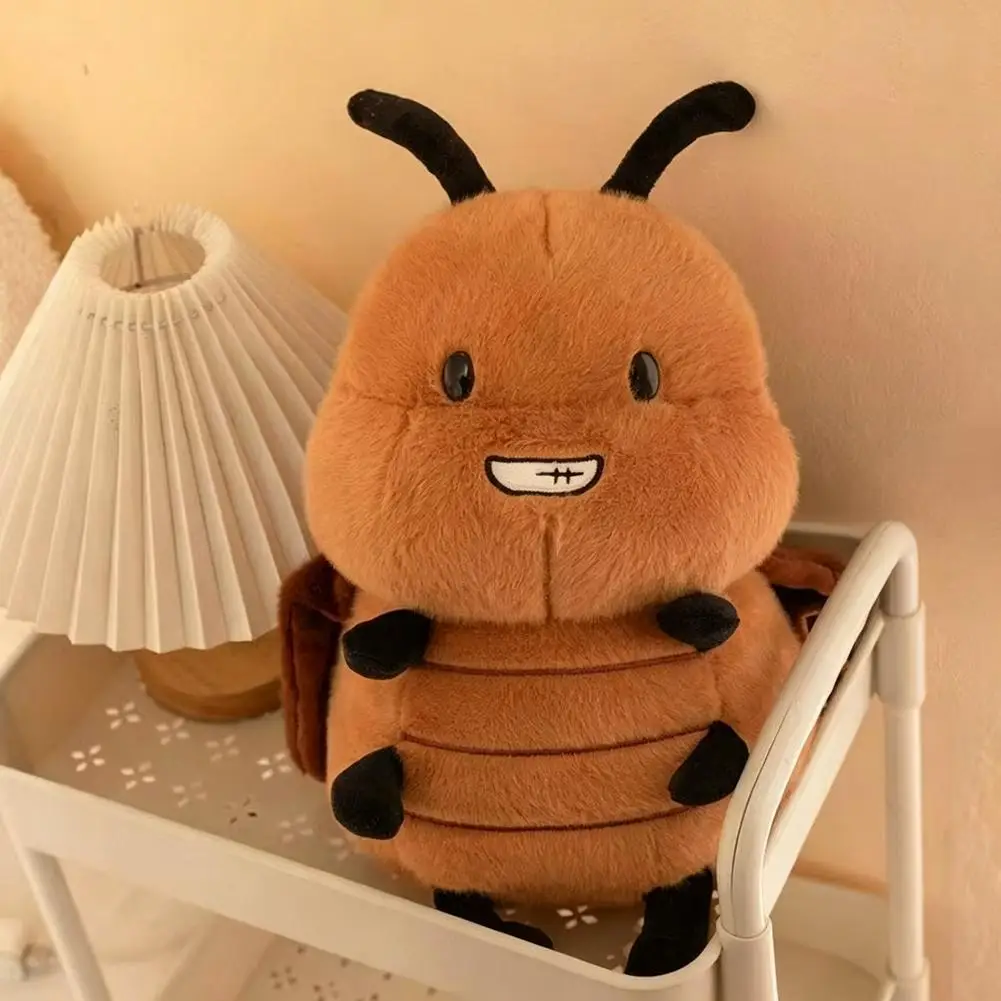 Funny Cockroach Plush Toy  Soft Stuffed Insect Doll Funny Smiling Bug Plushie Cuddly Pillow Home Decor Novelty Gift