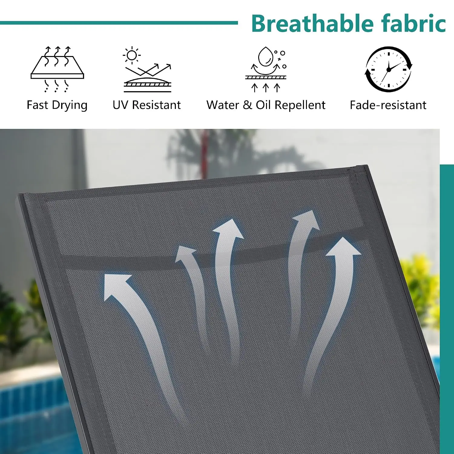 5-Position Adjustable Patio Lounge Chair Set, All Weather Outdoor Chaise for Pool Beach Deck, Dark Grey 2 Pieces, Customized