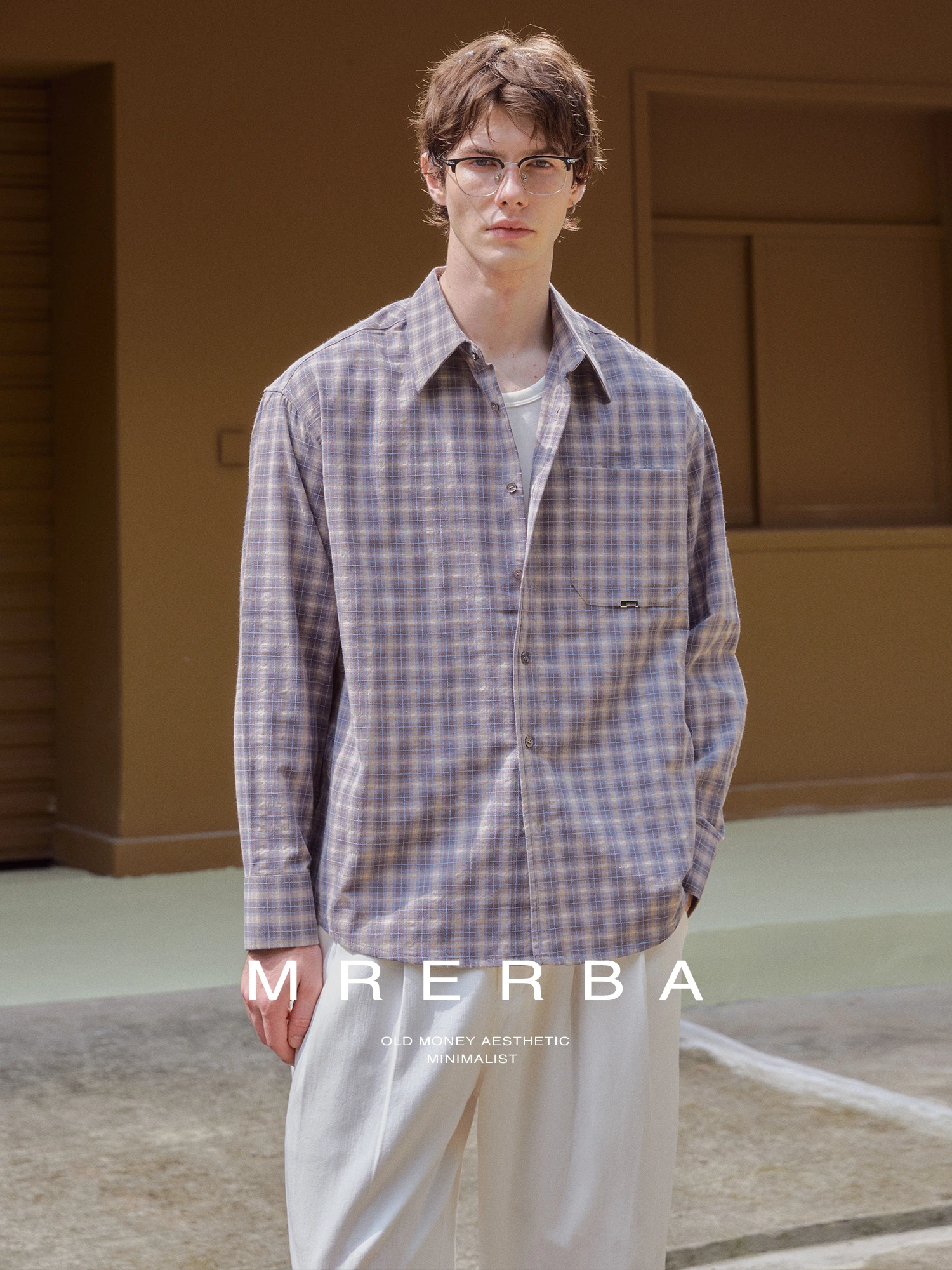 Loose Fit Plaid Long Sleeve Shirt Vintage Style Collared Men's Layering Autumn Inner Wear Outerwear Breathable Cotton Blend