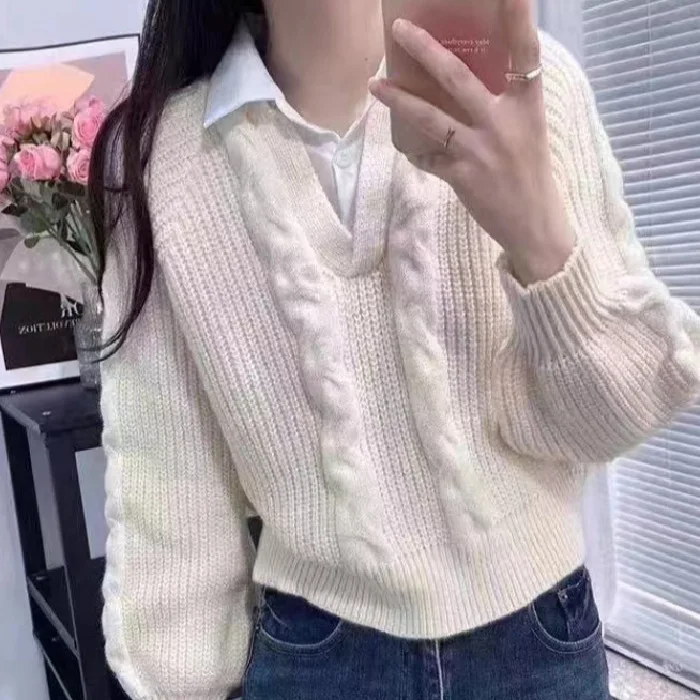 

Autumn Vintage Zip Up Cardigan Womens 2024 Slim All Match Striped Y2k Top Coats Korean Knitted Streetwear Stand Collar Sweaters