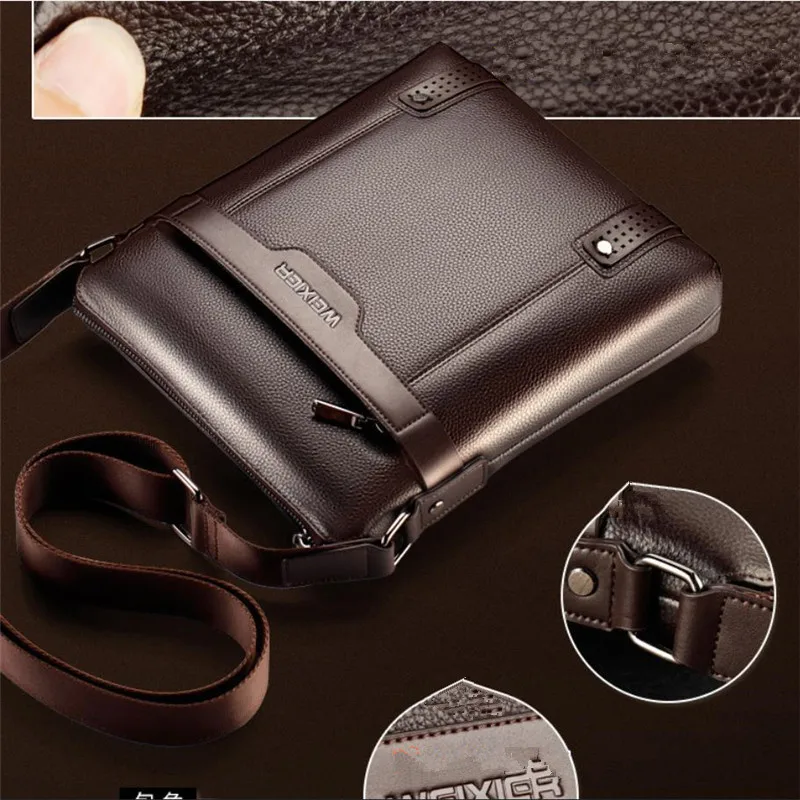 กระเป๋าสะพายข้างผู้ชายหนังสีดำสีน้ำตาลสีทึบ กระเป๋าผู้ชายความจุขนาดใหญ่แบบลำลองสำหรับการเดินทางเพื่อธุรกิจและการใช้งานในชีวิตประจำวัน