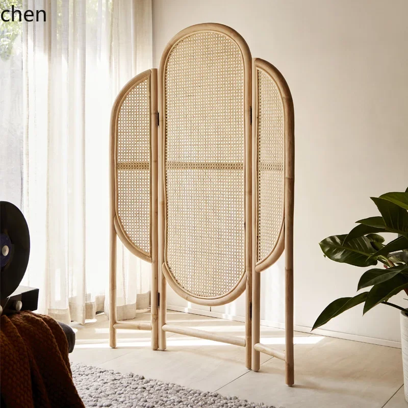 

a-1HT Creative Homestay Handmade Rattan Folding Screen Partition Wall Simple Modern Folding Mobile Folding Screen