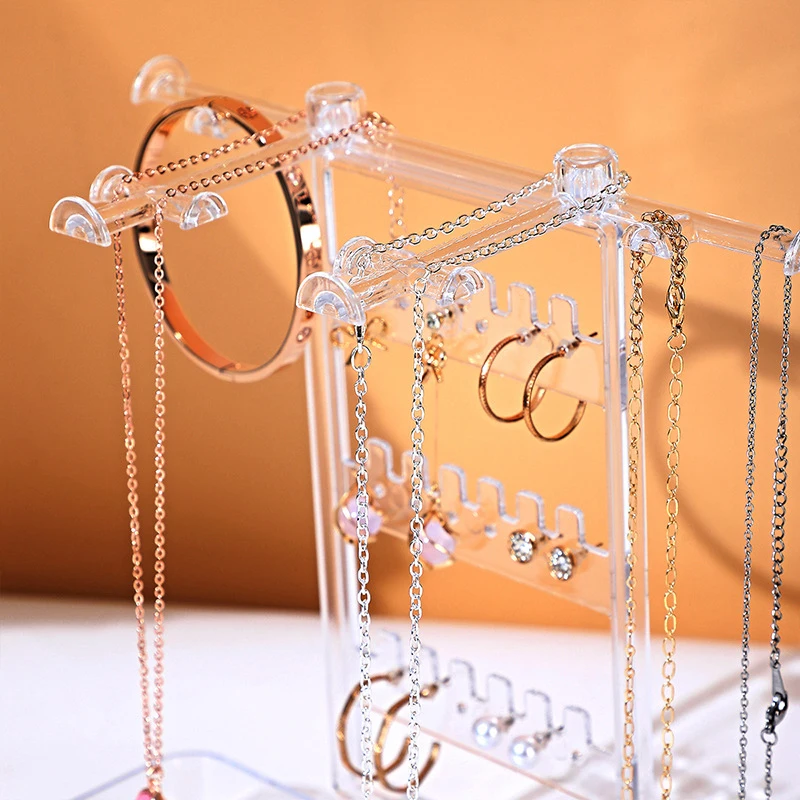 Desktop Jewelry Storage Box Earring Display Stand Plastic Earring Organizer Hanging Holder Showcase Jewelry Makeup Case Tray