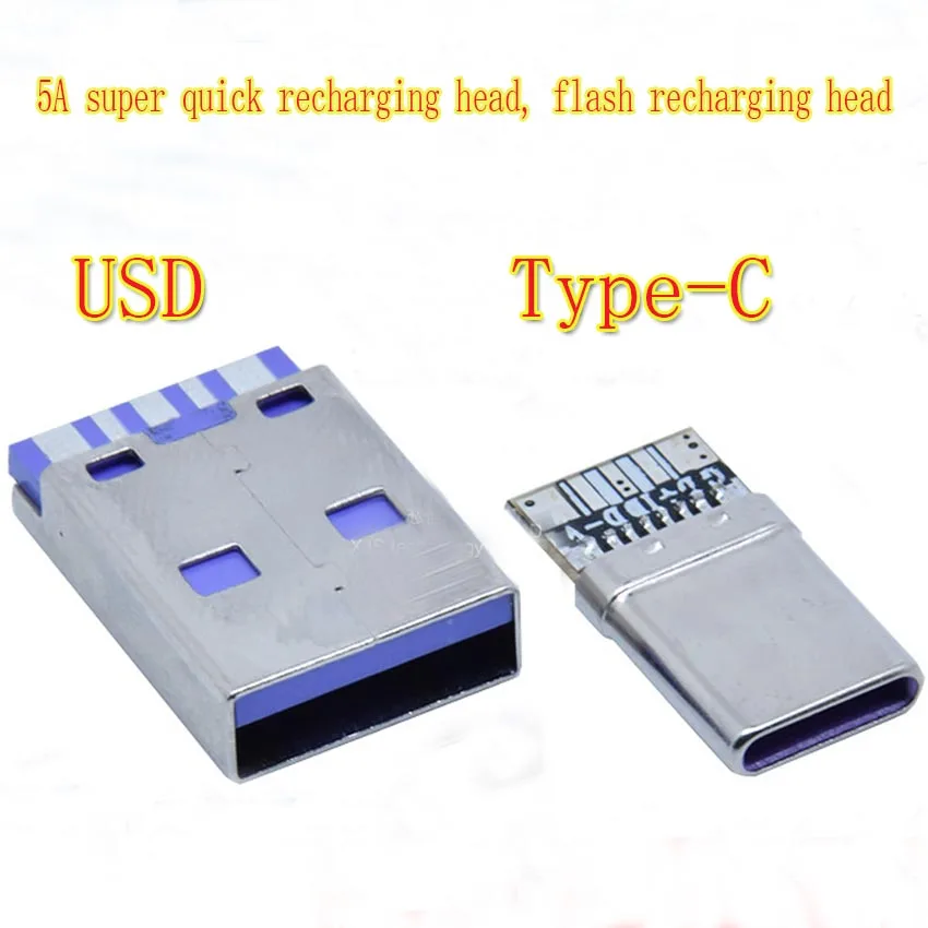 

1Set Fast Charge Type-C USB 65W 5A Male Connector Welding With 5Pin PCB + Type A Male 6 Pin USB DIY OTG Data Charge DIY KIT