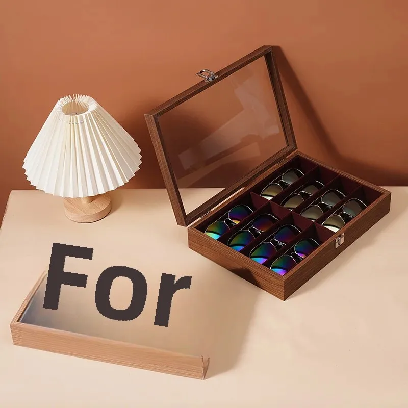 

Luxury Wood Grain Eyewear Case Large Capacity Sun Glasses Sunglasses Storage Display Watch Jewelry Organizer Motorcycle Equipmen