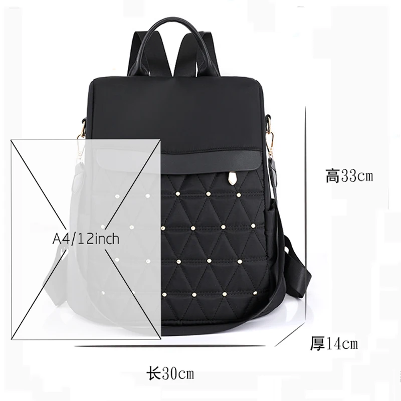 Women\'s Backpack Large Capacity Casual Travel Bagpack Simple Solid Color Shoulder Bag High Quality Nylon Cloth Racksack Mochilas