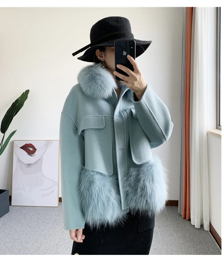 2024 Ladies double side real fox fur patchwork Real Fox Fur Coat Long 100% Natural Fur patchwork natural fur jackets