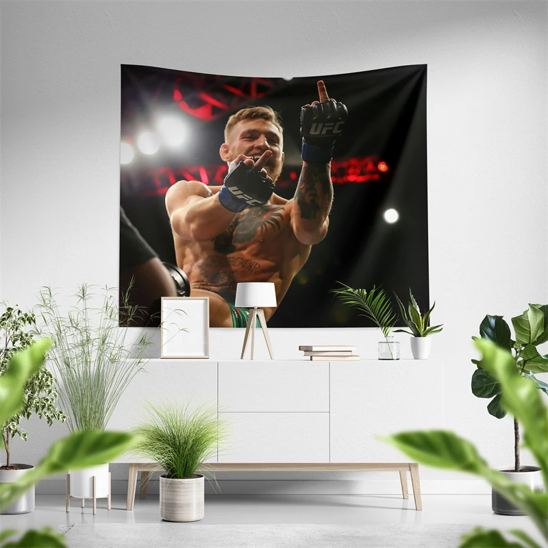 Aertemisi Conor McGregor Middle Finger Tapestry Wall Hanging Art for Bedroom Living Room Decor College Dorm Party Backdrop Home