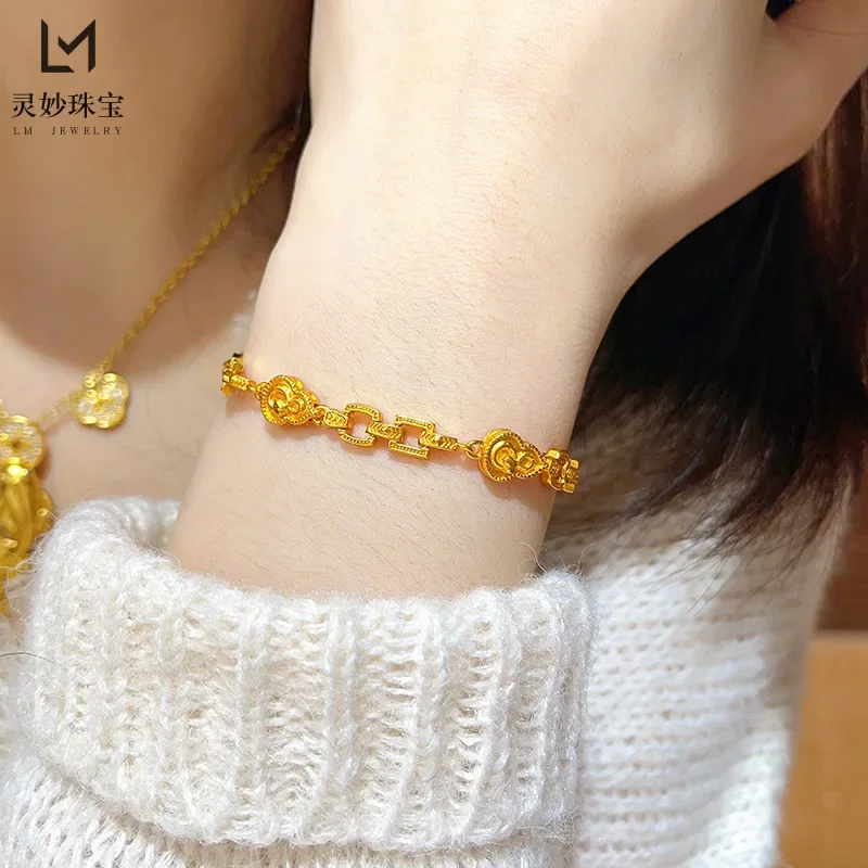 Luxury goods 24K real gold inheritance series chain spirit snake gourd bracelet au999 gold bracelet fashion