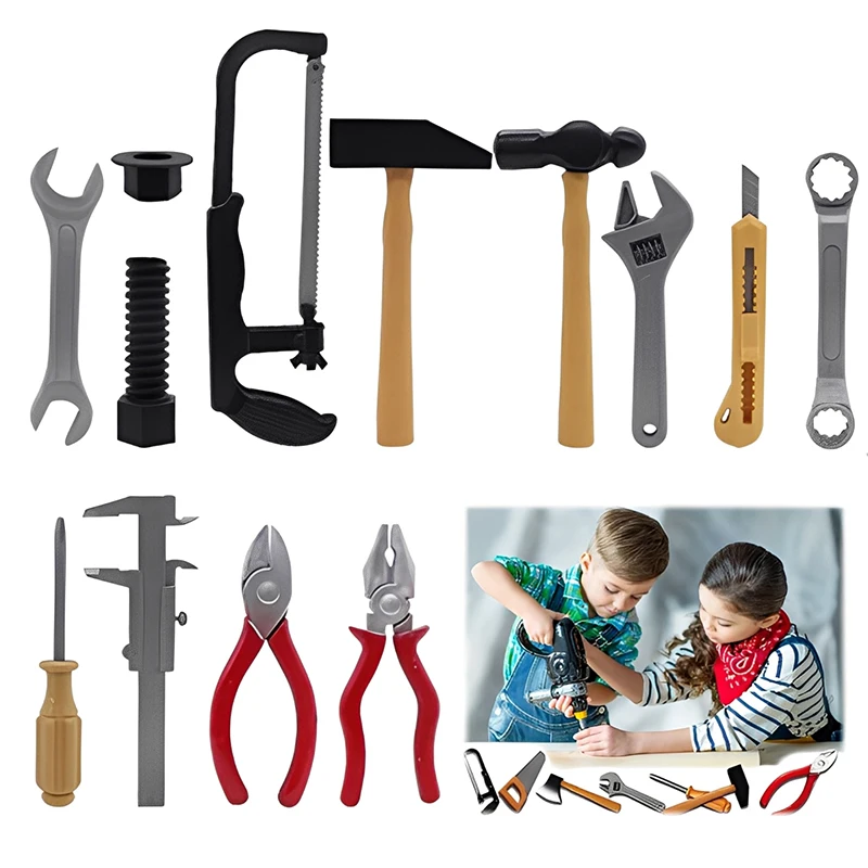 الأطفال محاكاة أداة إصلاح ألعاب بلاستيكية لصبي أدوات الصيانة مفك المطرقة ملقط الاطفال التظاهر اللعب لعبة ألعاب TMZ #1