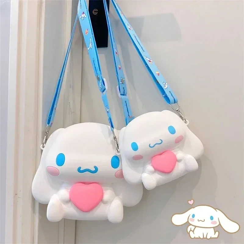 

Sanrio Cinnamoroll Silicone Crossbody Bag Waterproof Anime Cartoon Kawaii New Coin Purse Girl Gift Cartoon Cute Students Wallet