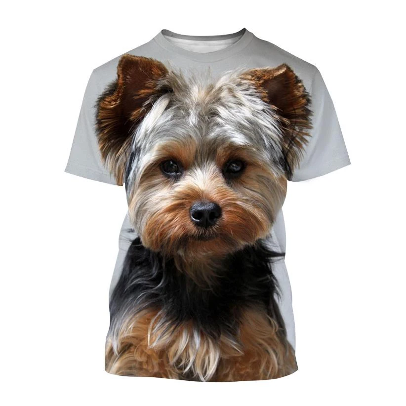 Yorkshire Terrier Puppy T-Shirts Animal Dog 3D Print Men Women Short Sleeve T Shirt Oversized Harajuku Kids Tees Tops Clothing