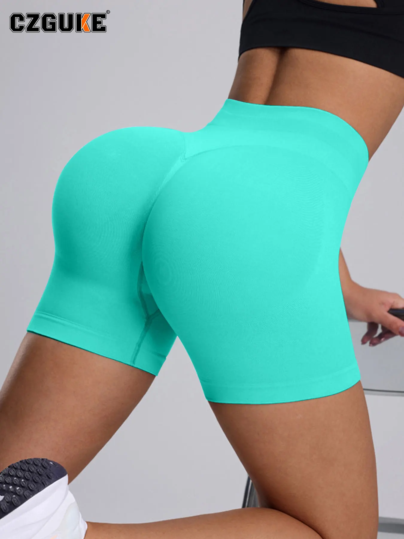 CZGUKE Women's 4.5-inch Fitness Shorts Seamless High Waist Yoga Shorts Hip Lifting Bicycle Sports Shorts Push Up Tight Shorts image 5