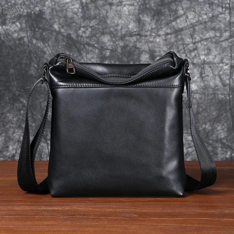 Men's Bag Crossbody Bag Leather Shoulder Bag Cowhide Head Layer Simple Casual Cross Bag Vertical Soft Leather Men's Bag