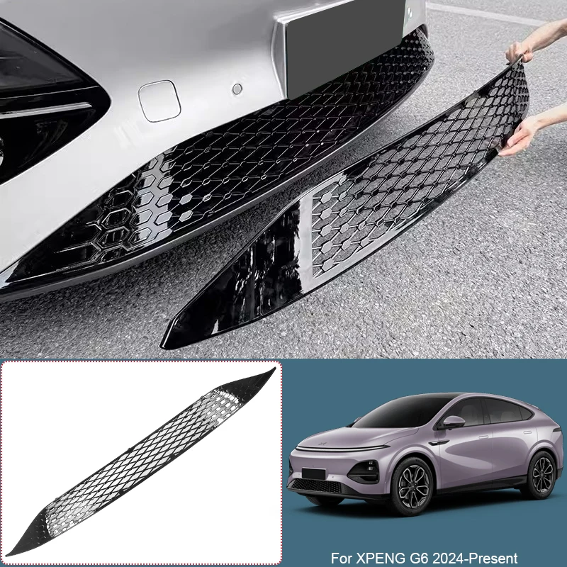 Car Replace Front Upper Lower Grille  Buckle Insect Proof Net For XPENG G6 2024-Present Auto Bumper Center Intake Grille Cover
