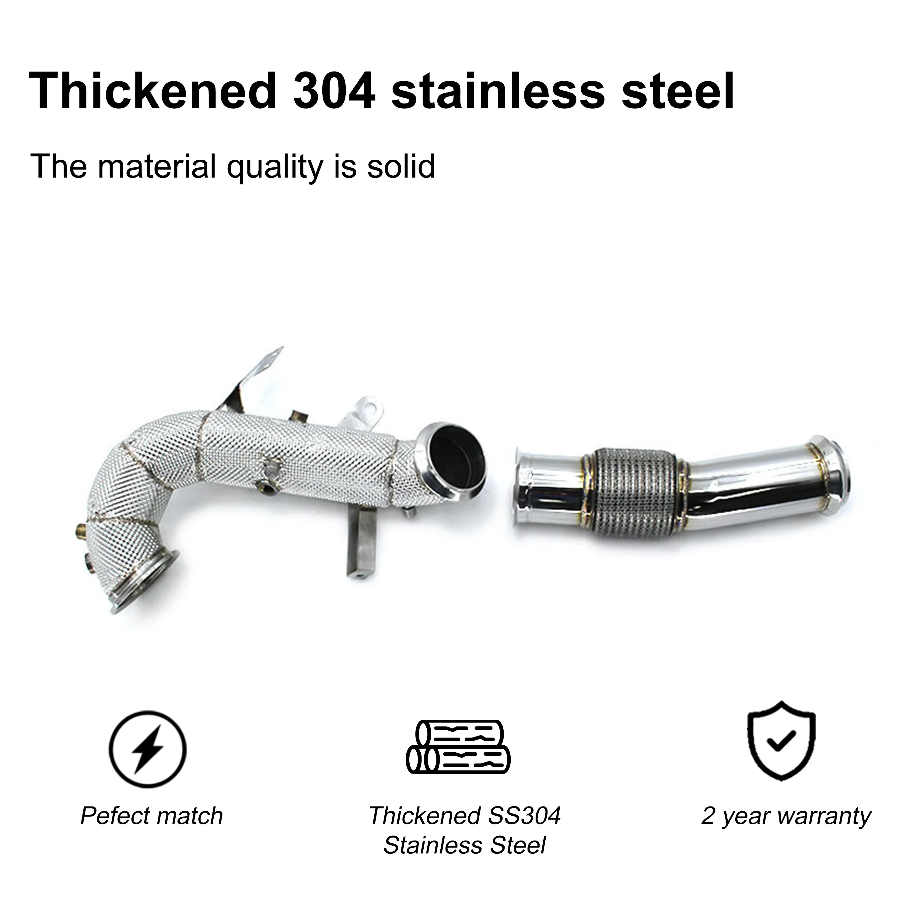 ACE Bestseller für Mercedes Benz W177 A45S CLA45 GLA45 2.0T Auspuff-Downpipe mit Hitzeschild SUS304 Auspuffanlage – Detail 5