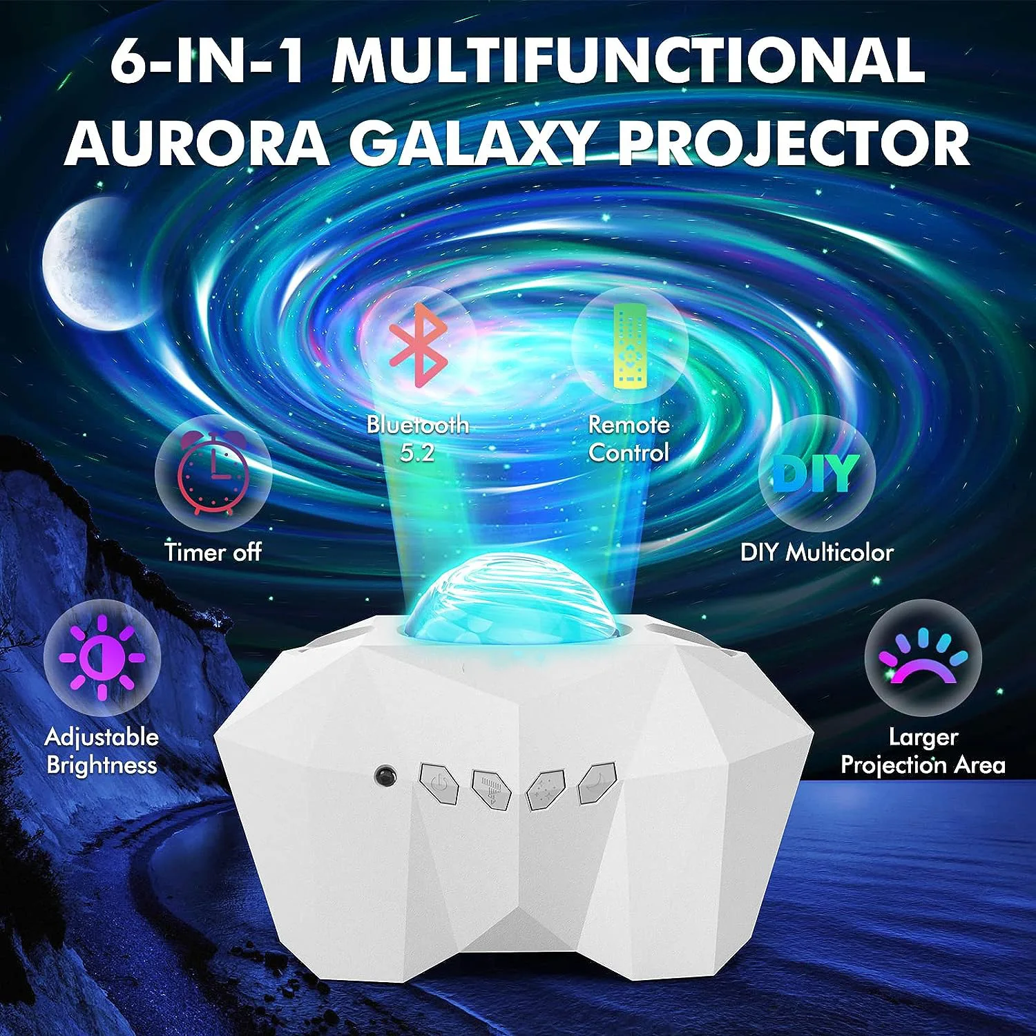 LED Starry Sky Galaxy Projector Aurora Star Projector Night Light with Bluetooth Speaker Projection Lamp for Kids Bedroom Decor