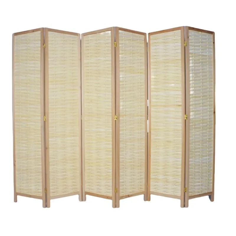 Foldable Bamboo Wood Room Divider Screen Mobile Partition Wall for Tea Room Study Simple New Chinese Style Home Decor