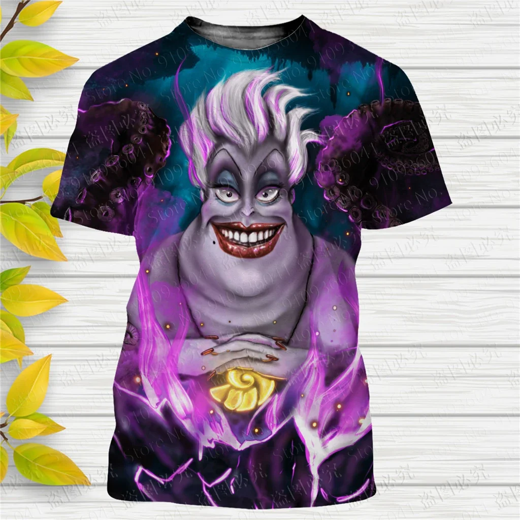 Maleficent Boys Girls T-Shirt Disney Men's T-Shirt 3D Print Ursula Short Sleeve MINISO Men's T-Shirt Oversized Men's Clothing