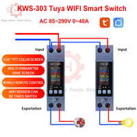 KWS-303 Tuya WIFI Smart Switch Circuit Breaker 0.96-inch TFT 8-in-1 Two-Phase AC Timer Relay Remote Control Smart Life APP