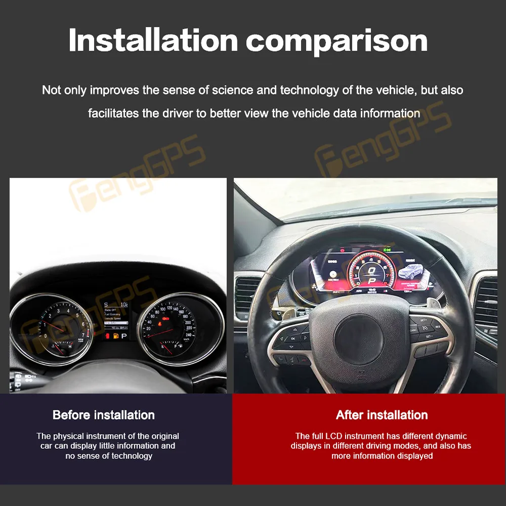 

Car LCD Digital Cluster For Jeep Grand Cherokee 2013-2018 Dashboard Virtual Cockpit Instrument Auto Speed Meter Pad With Carplay